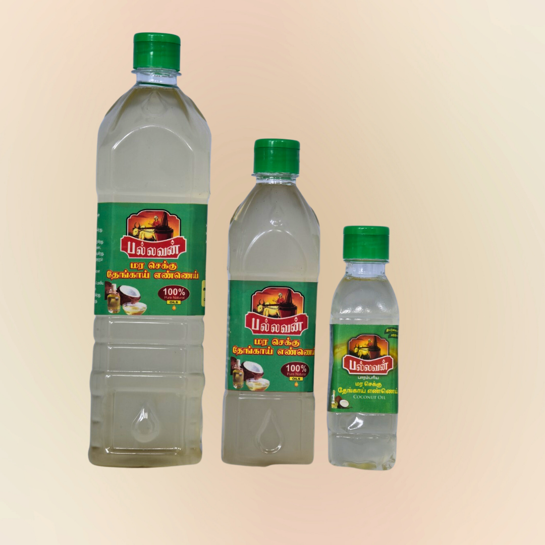 Pallavan Oil Mill Cold Pressed Coconut Oil - 2 Litre | Own Farm Unrefined for Cooking, Skin, Hair & Baby Massage (Chekku/Ghani)