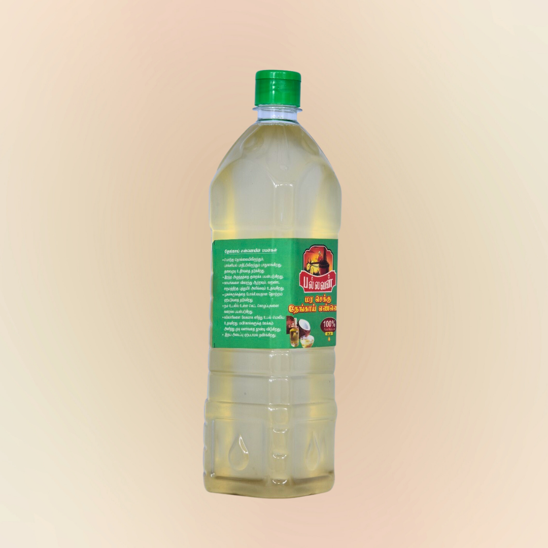 Pallavan Oil Mill Cold Pressed Coconut Oil - 2 Litre | Own Farm Unrefined for Cooking, Skin, Hair & Baby Massage (Chekku/Ghani)